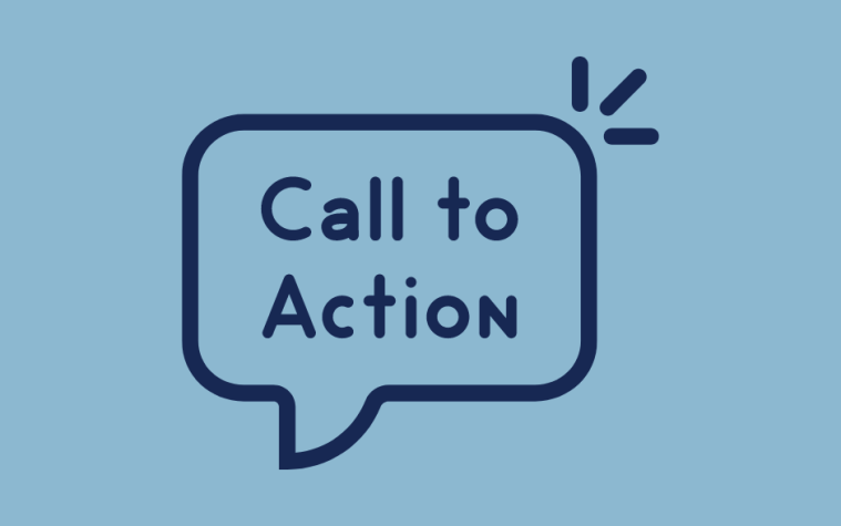 "Call to Action" text in speech bubble icon.